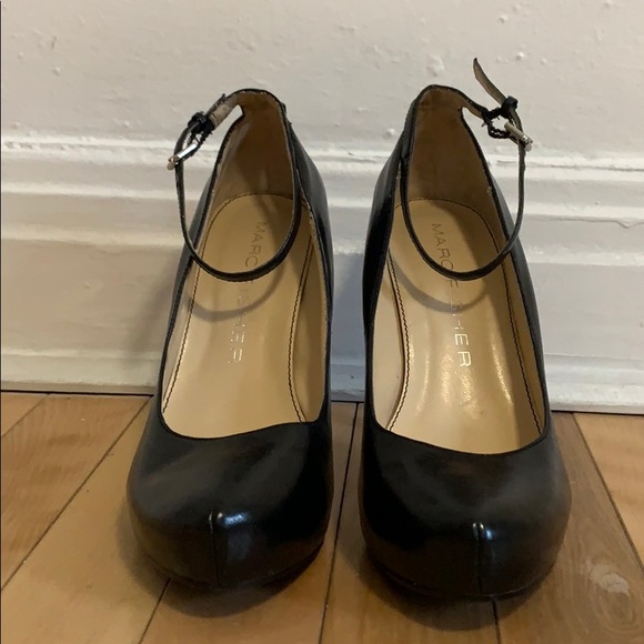 MARC FISHER Black Ankle Strap Platform Pumps - Picture 2 of 5